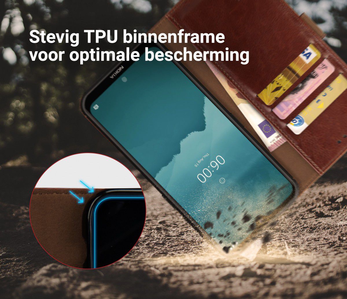 Rosso Element Nokia 6.2/ Nokia 7.2 Hoesje Book Cover Bruin afbeelding 6
