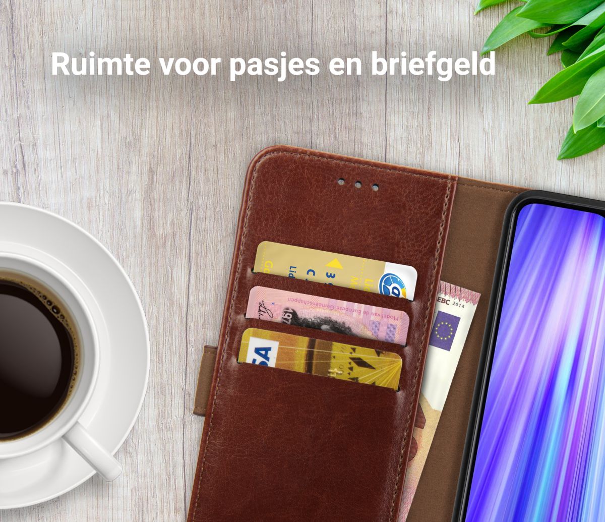 Rosso Element Xiaomi Redmi Note 8 Pro Hoesje Book Cover Bruin afbeelding 8