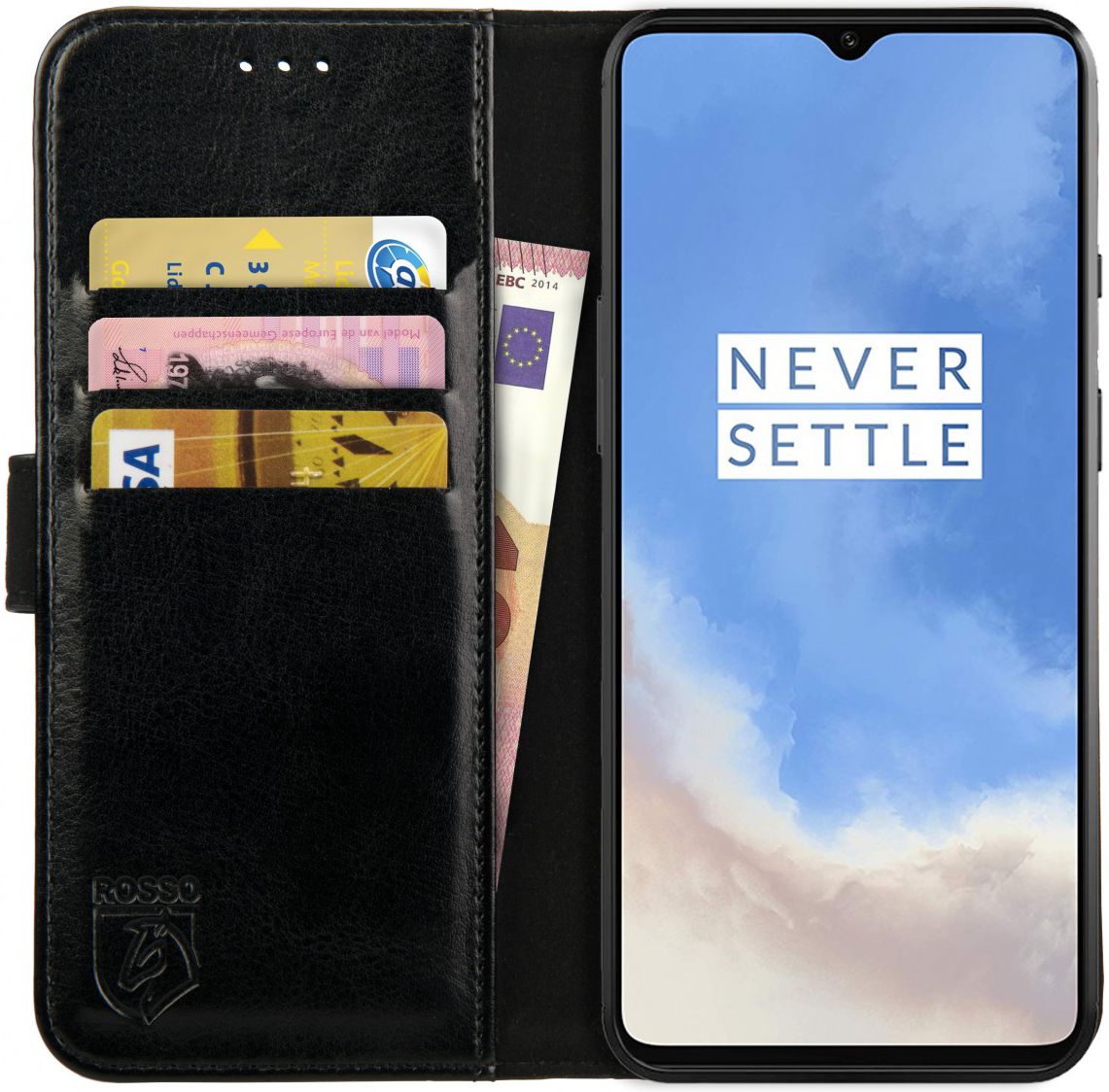 Rosso Element OnePlus 7T Hoesje Book Cover Zwart afbeelding 1