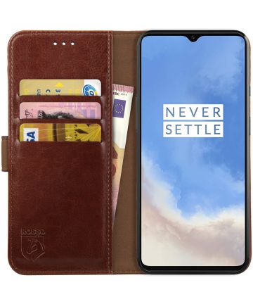 Rosso Element OnePlus 7T Hoesje Book Cover Bruin Hoesjes