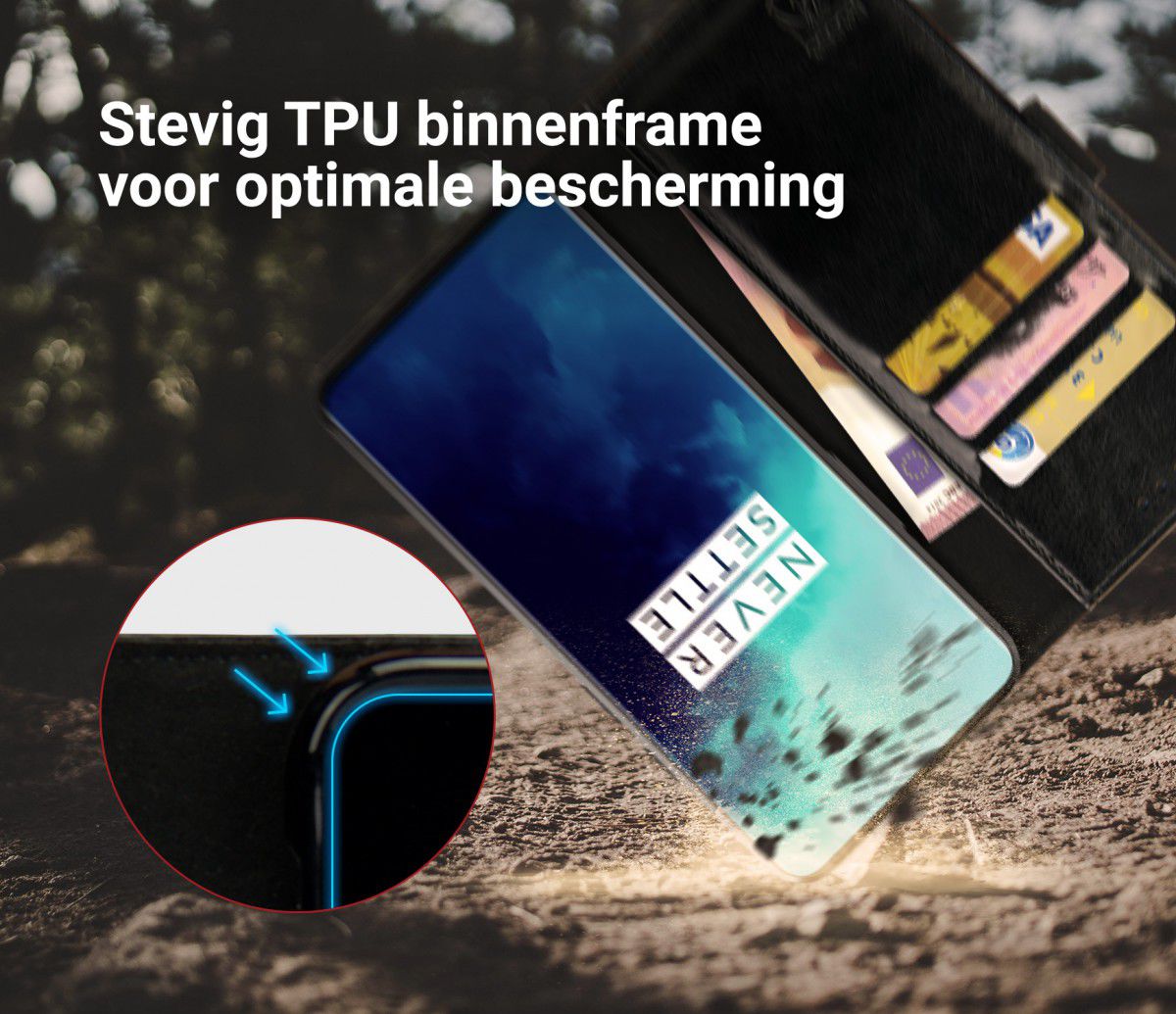 Rosso Element OnePlus 7T Pro Hoesje Book Cover Zwart afbeelding 6
