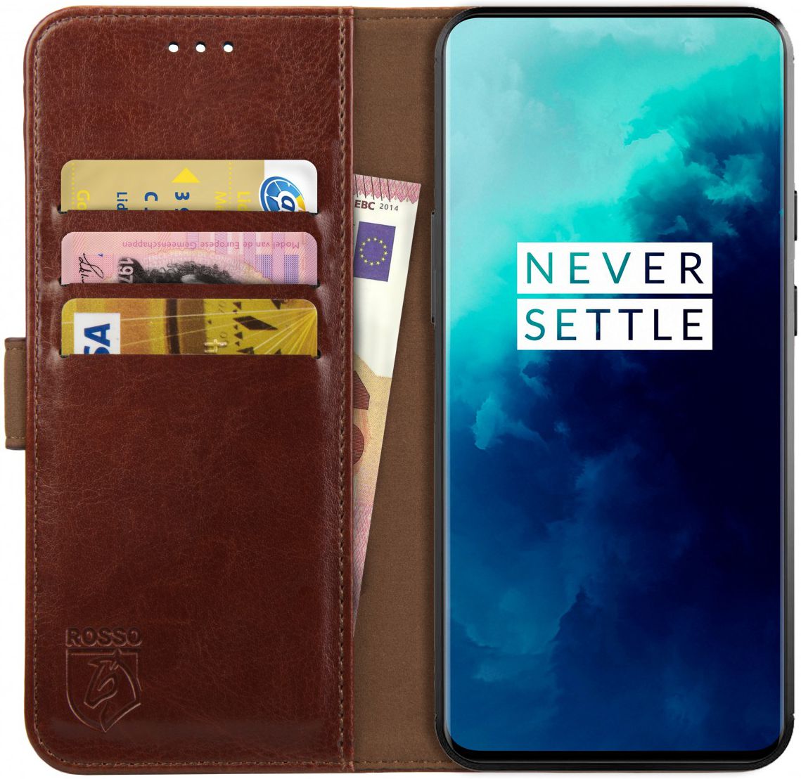 Rosso Element OnePlus 7T Pro Hoesje Book Cover Bruin afbeelding 1