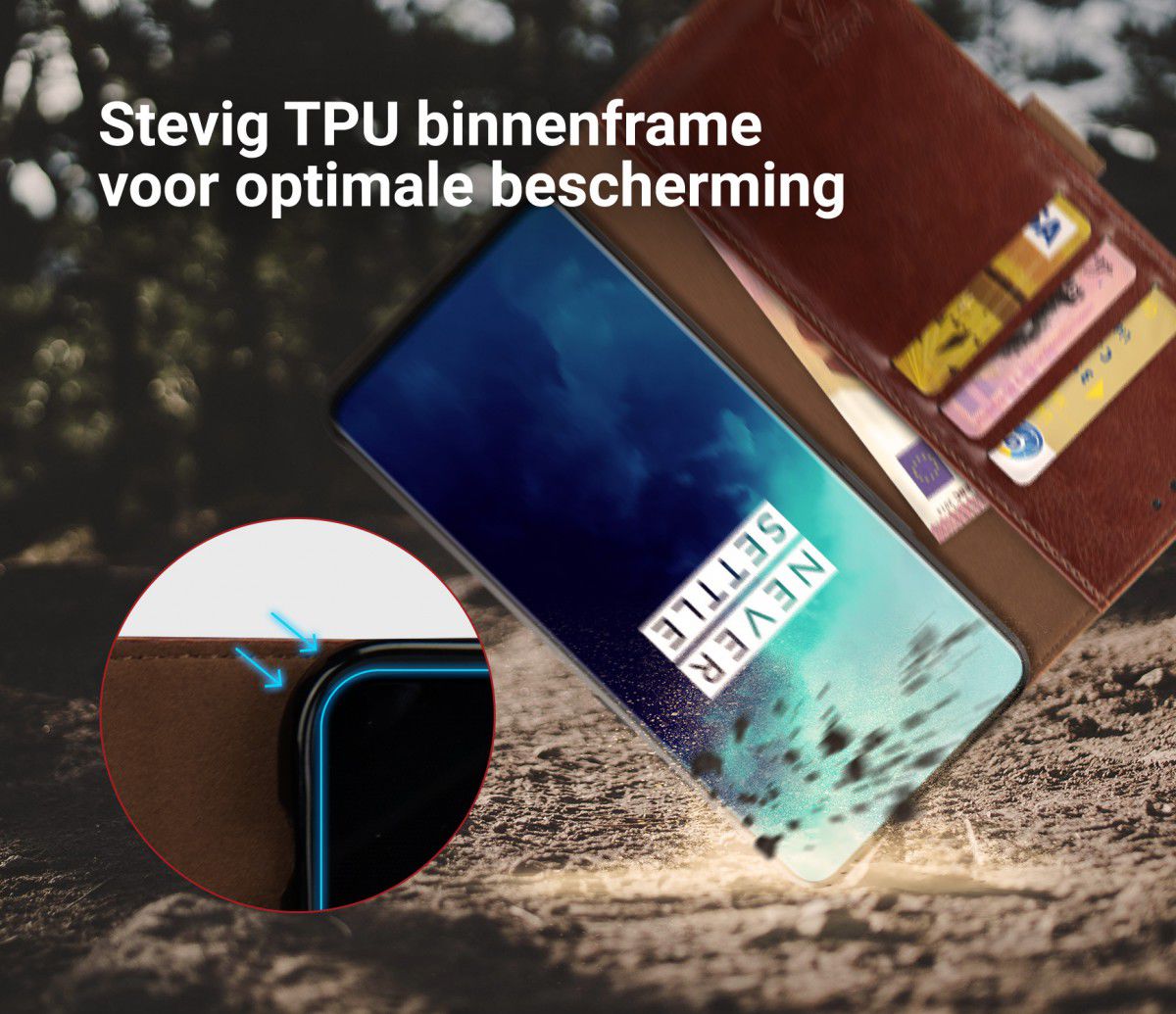 Rosso Element OnePlus 7T Pro Hoesje Book Cover Bruin afbeelding 6