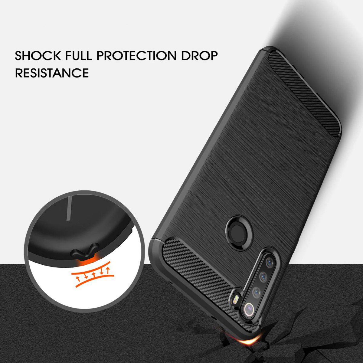 Xiaomi Redmi Note 8 Geborsteld TPU Hoesje Zwart afbeelding 4