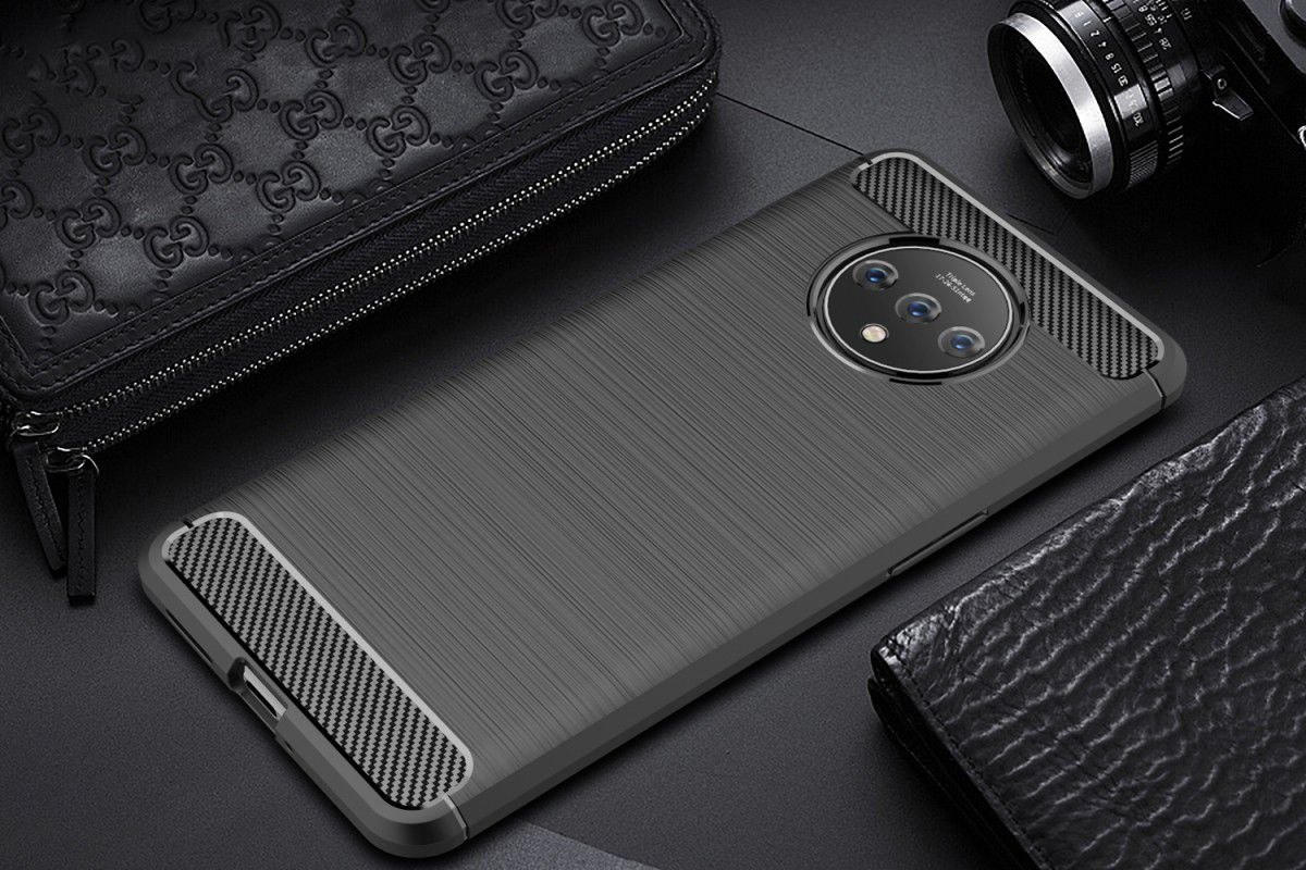 OnePlus 7T Geborsteld TPU Hoesje Zwart afbeelding 13