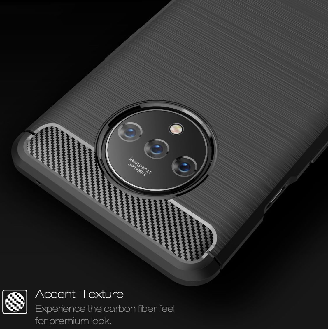OnePlus 7T Geborsteld TPU Hoesje Zwart afbeelding 6