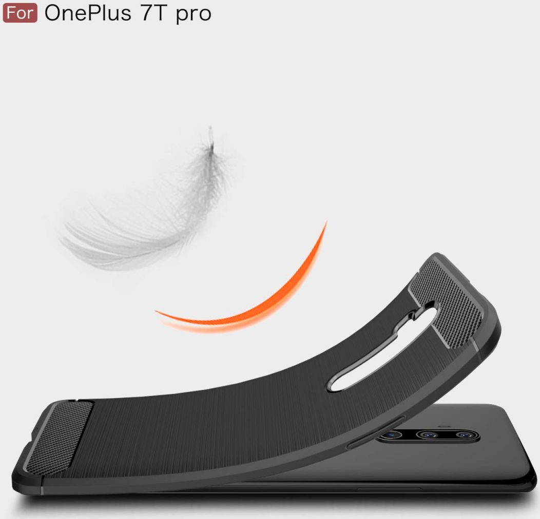 OnePlus 7T Pro Geborsteld TPU Hoesje Zwart afbeelding 6