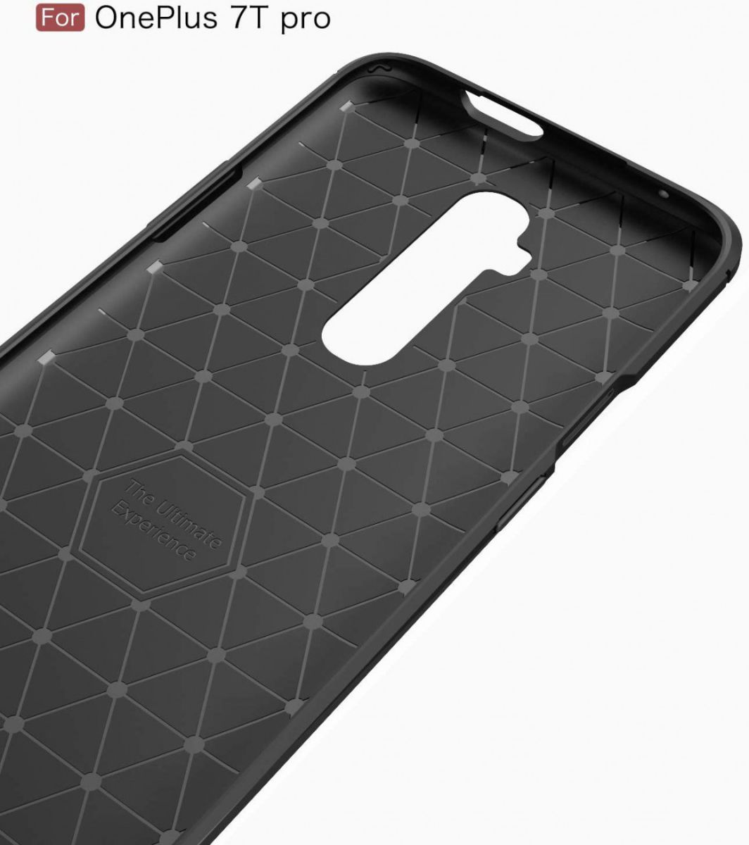 OnePlus 7T Pro Geborsteld TPU Hoesje Zwart afbeelding 8