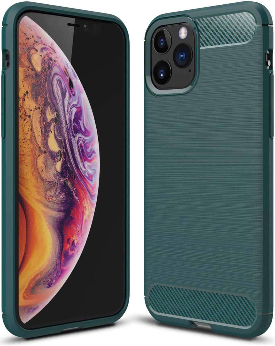 Apple iPhone 11 Pro Max Geborsteld TPU Hoesje Midnight Green afbeelding 2