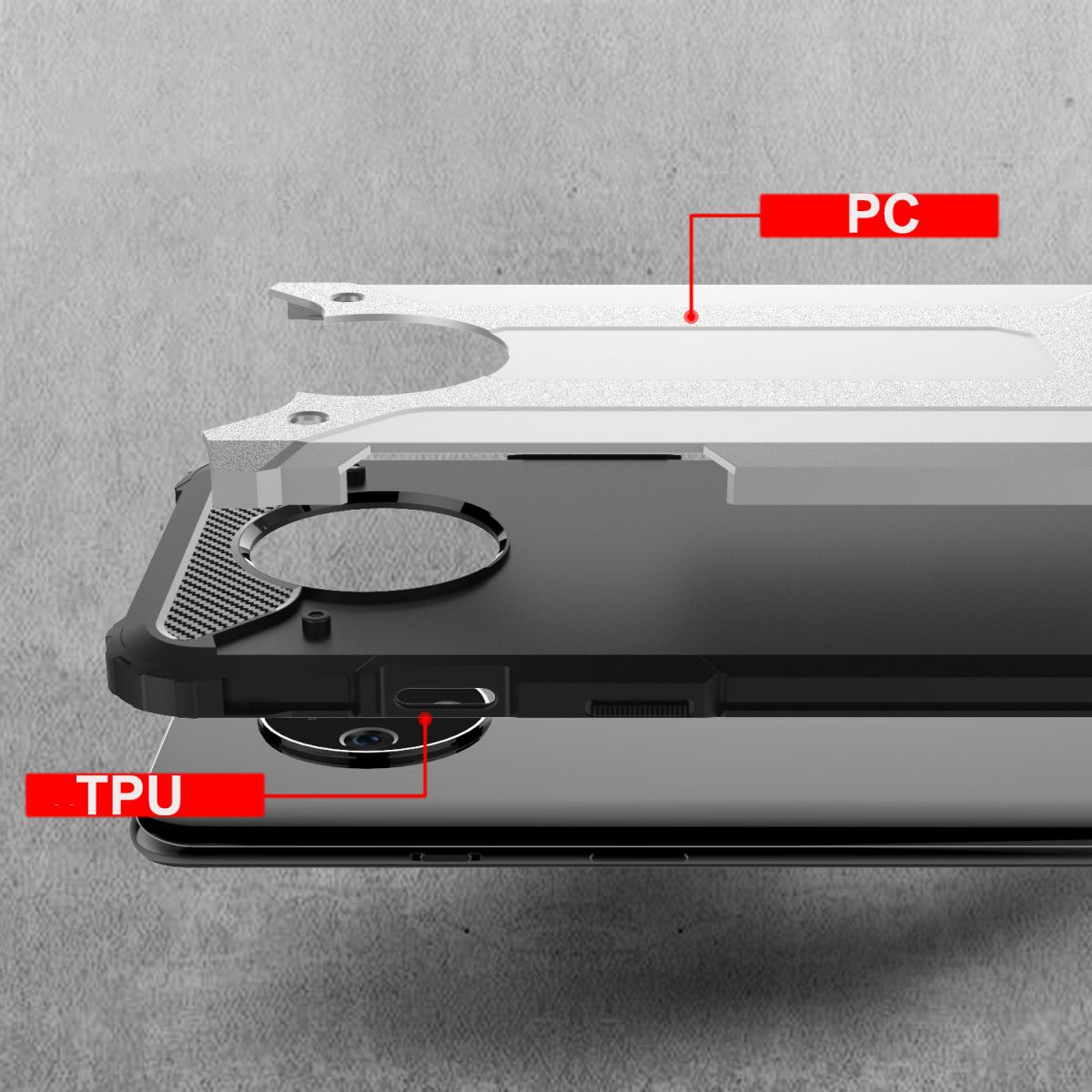 OnePlus 7T Hybride Hoesje Zwart afbeelding 3