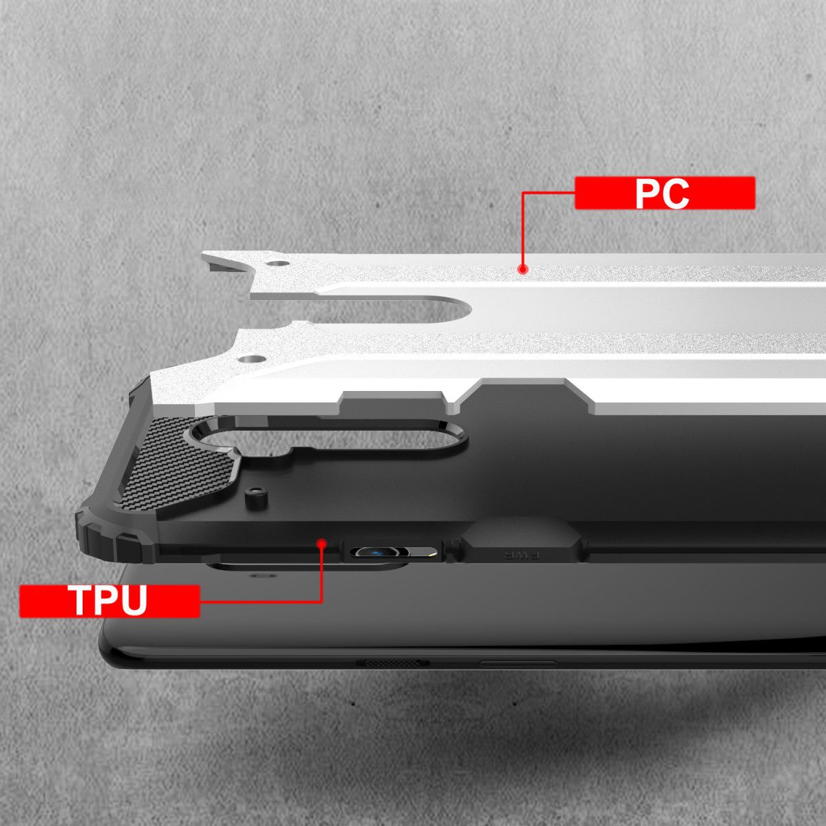 OnePlus 7T Pro Hybride Hoesje Zwart afbeelding 6