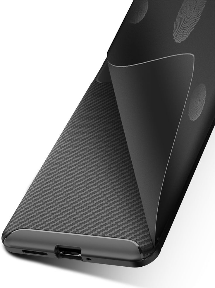 OnePlus 7T Siliconen Carbon Hoesje Zwart afbeelding 7