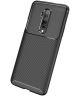 OnePlus 7T Pro Siliconen Carbon Hoesje Zwart