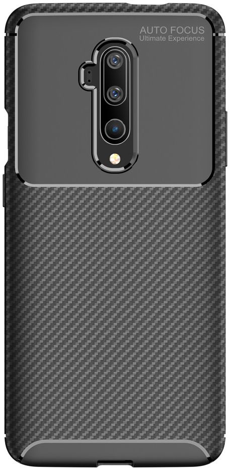 OnePlus 7T Pro Siliconen Carbon Hoesje Zwart afbeelding 1