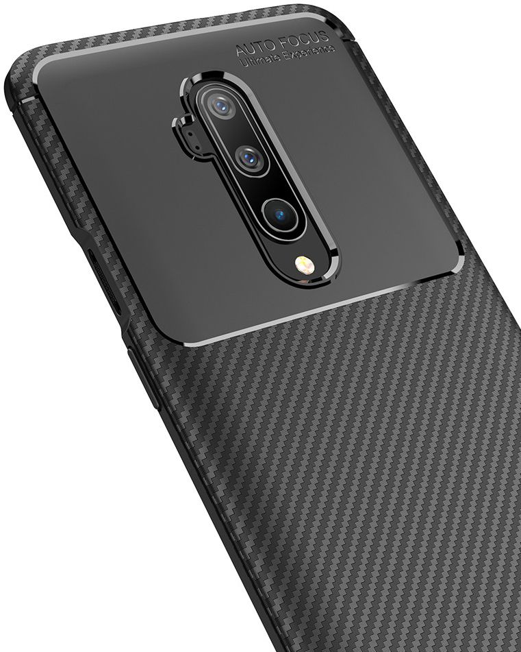 OnePlus 7T Pro Siliconen Carbon Hoesje Zwart afbeelding 4