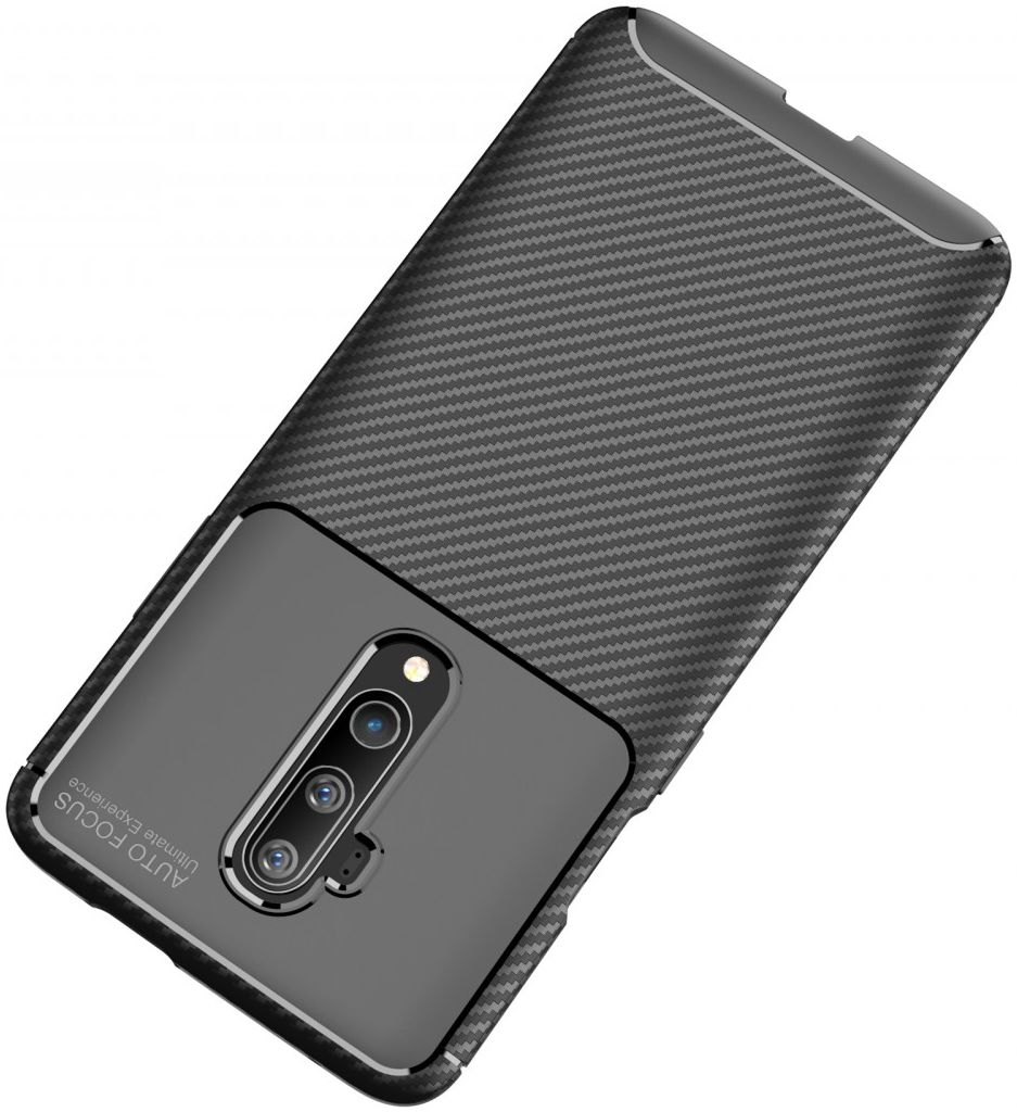 OnePlus 7T Pro Siliconen Carbon Hoesje Zwart afbeelding 8