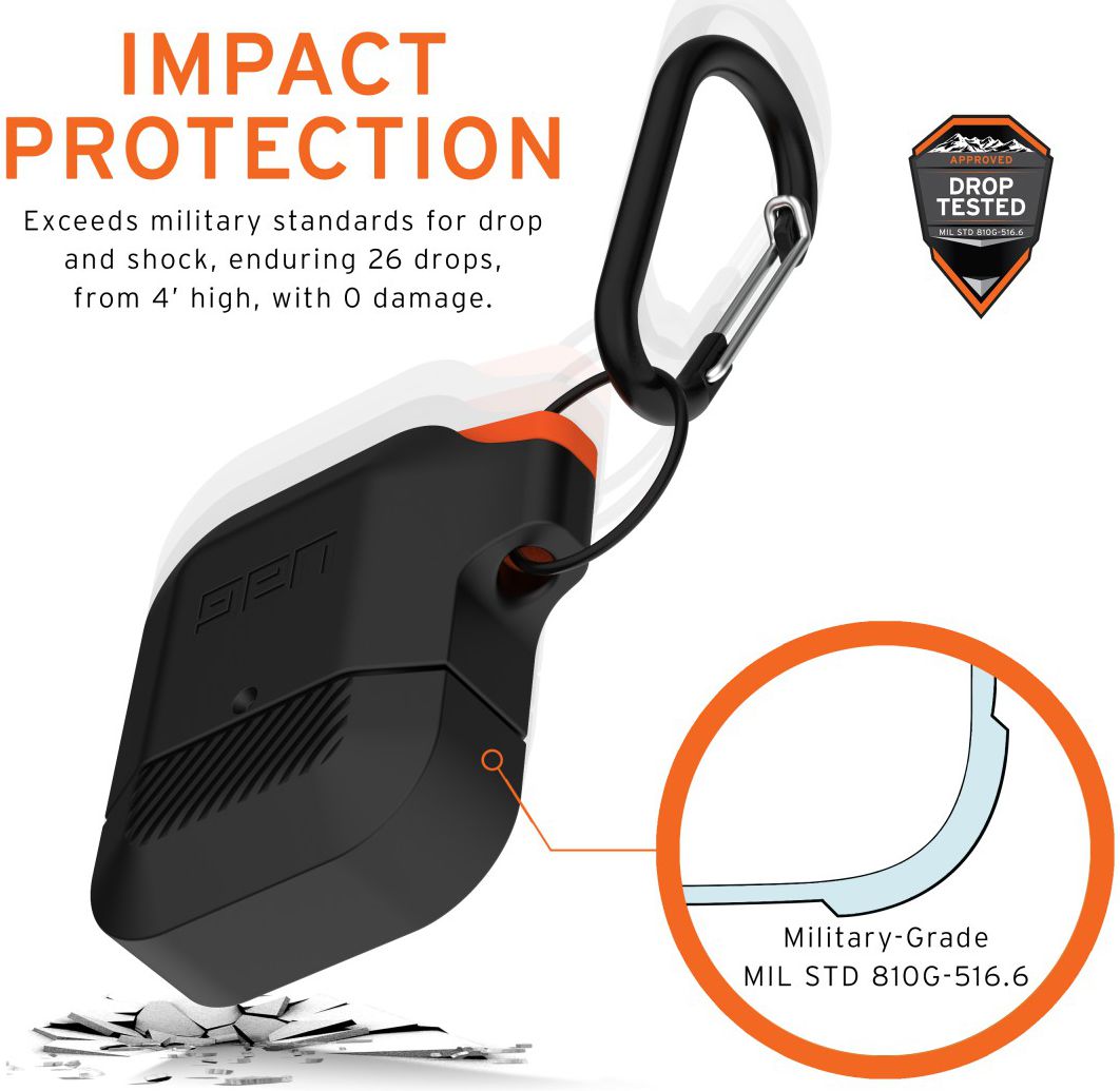 Urban Armor Gear Apple AirPods Hoesje Siliconen Zwart/Oranje afbeelding 13