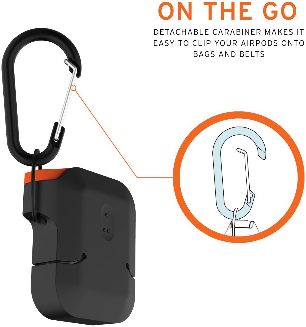Urban Armor Gear Apple AirPods Hoesje Siliconen Zwart/Oranje afbeelding 14