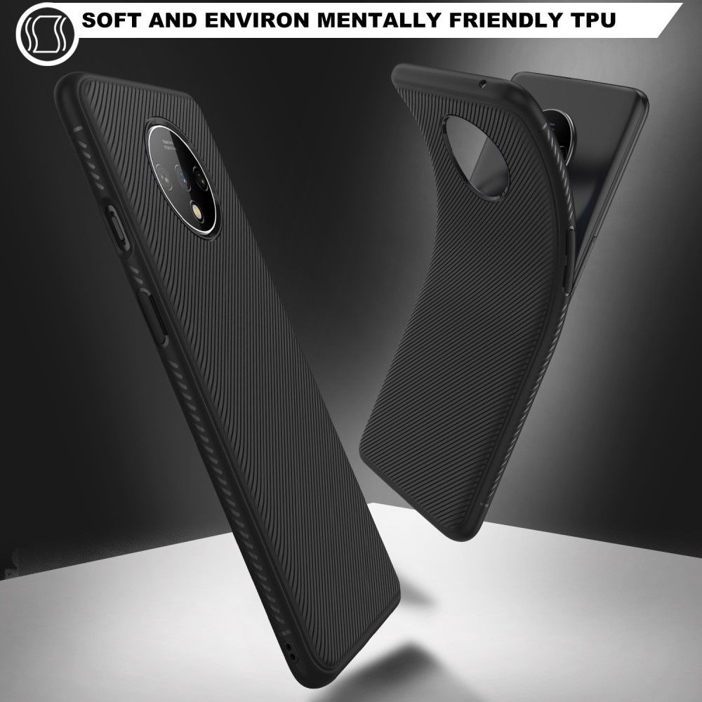 OnePlus 7T Twill Slim Texture Hoesje Zwart afbeelding 8