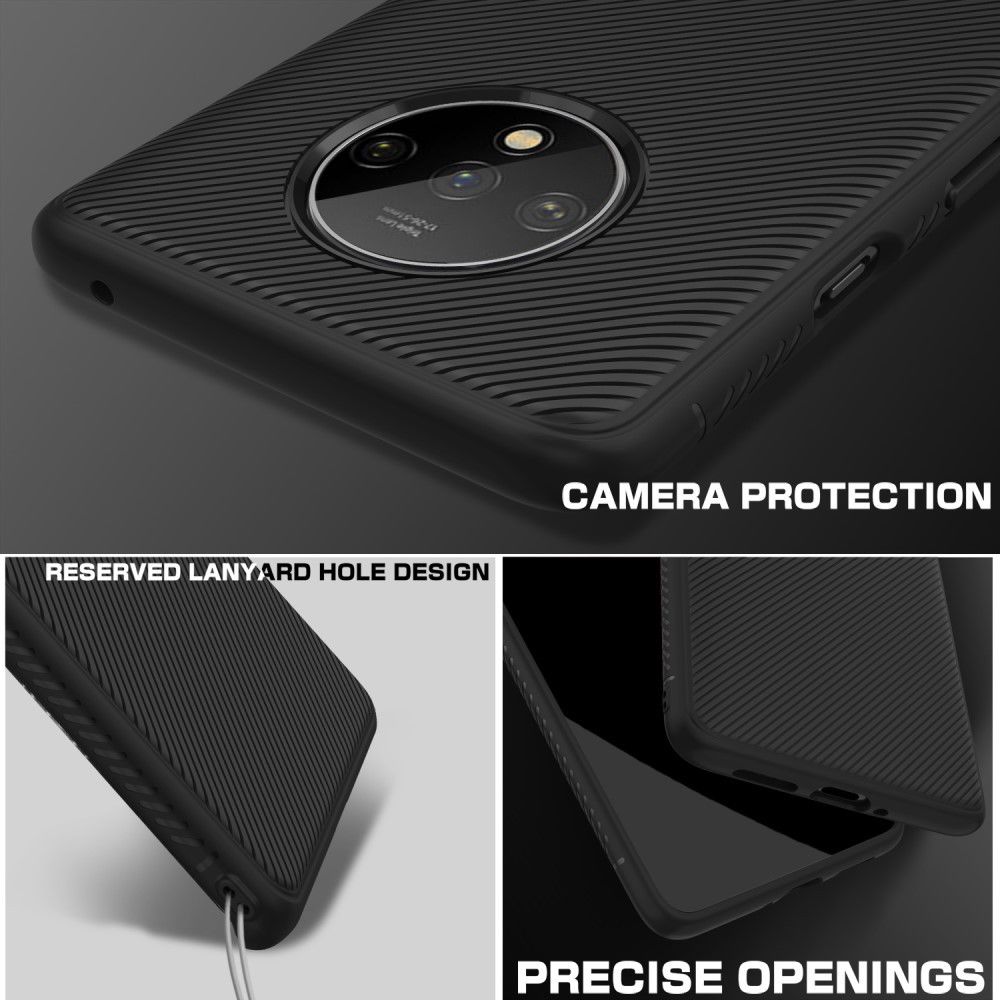 OnePlus 7T Twill Slim Texture Hoesje Zwart afbeelding 9