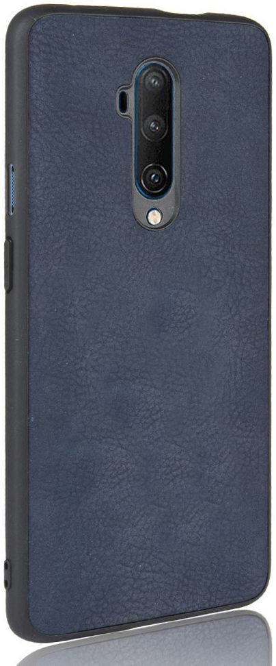 OnePlus 7T Pro Back cover met Lederen Coating Blauw afbeelding 2