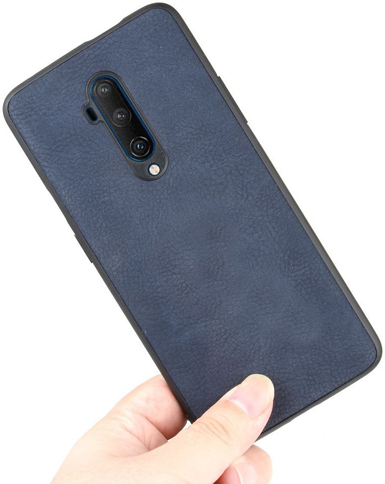 OnePlus 7T Pro Back cover met Lederen Coating Blauw afbeelding 3