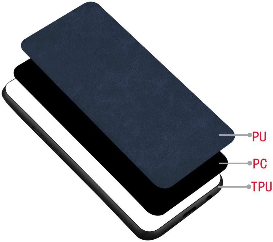 OnePlus 7T Pro Back cover met Lederen Coating Blauw afbeelding 5