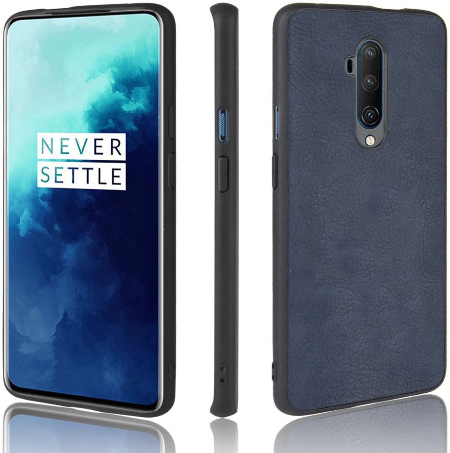 OnePlus 7T Pro Back cover met Lederen Coating Blauw afbeelding 6