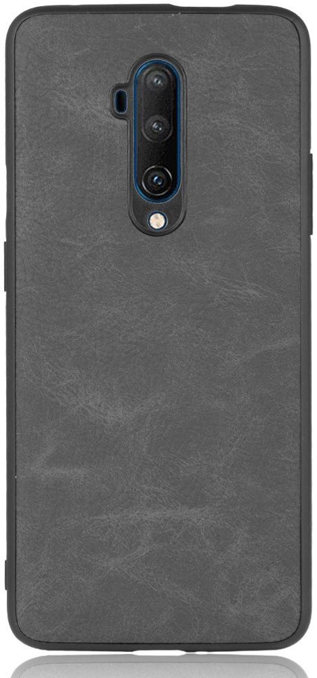OnePlus 7T Pro Back cover met Lederen Coating Zwart afbeelding 1