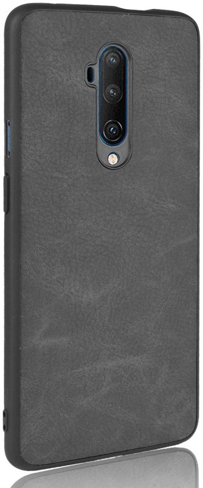 OnePlus 7T Pro Back cover met Lederen Coating Zwart afbeelding 2