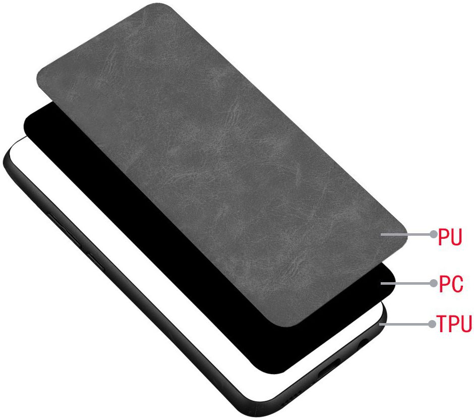 OnePlus 7T Pro Back cover met Lederen Coating Zwart afbeelding 4