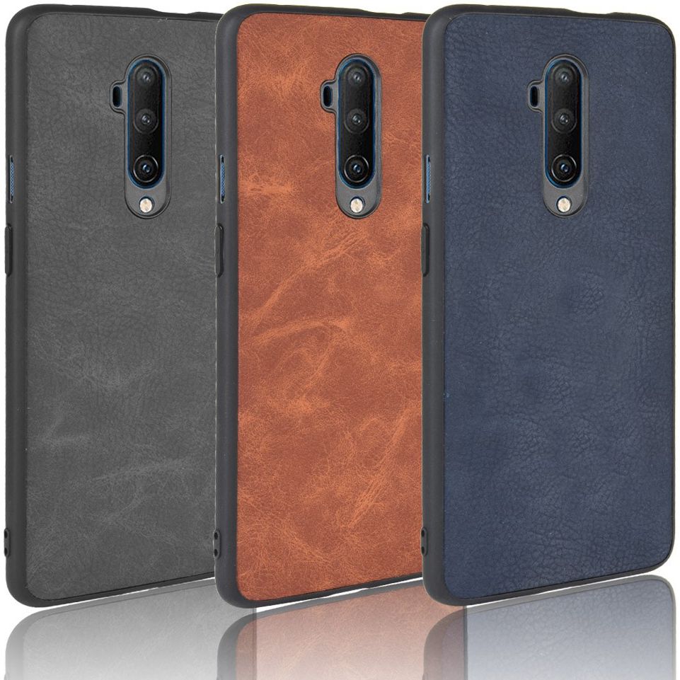 OnePlus 7T Pro Back cover met Lederen Coating Zwart afbeelding 5