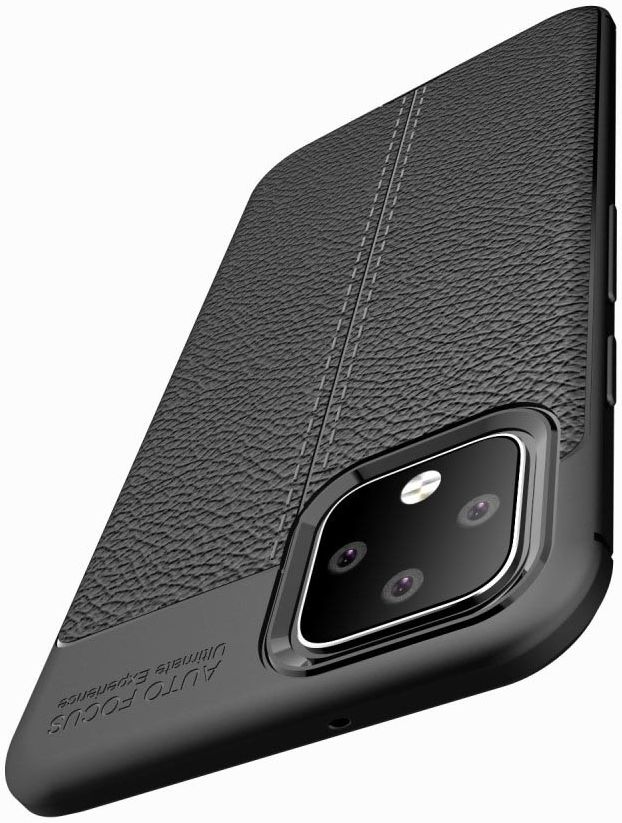 Google Pixel 4 Hoesje met Lederen Coating Zwart afbeelding 10