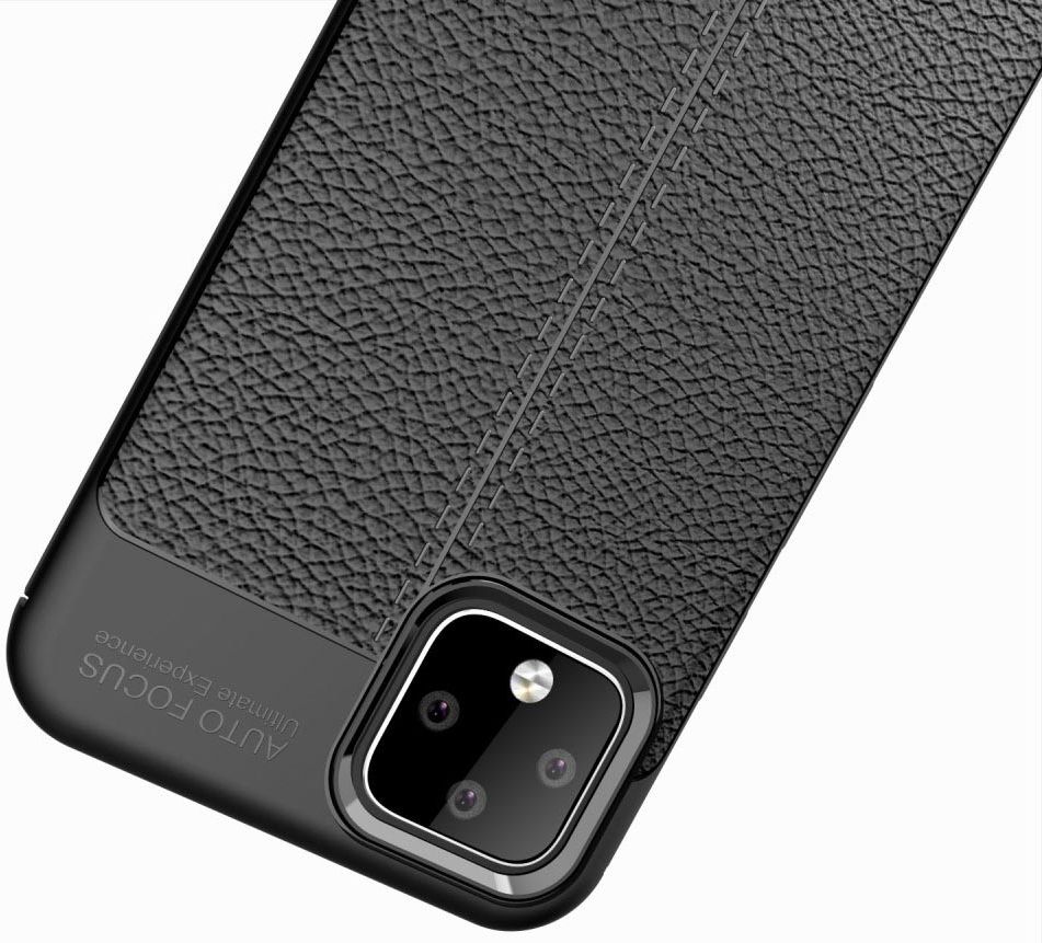 Google Pixel 4 Hoesje met Lederen Coating Zwart afbeelding 11
