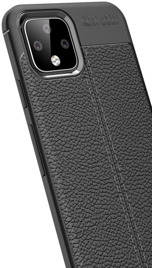 Google Pixel 4 Hoesje met Lederen Coating Zwart afbeelding 3