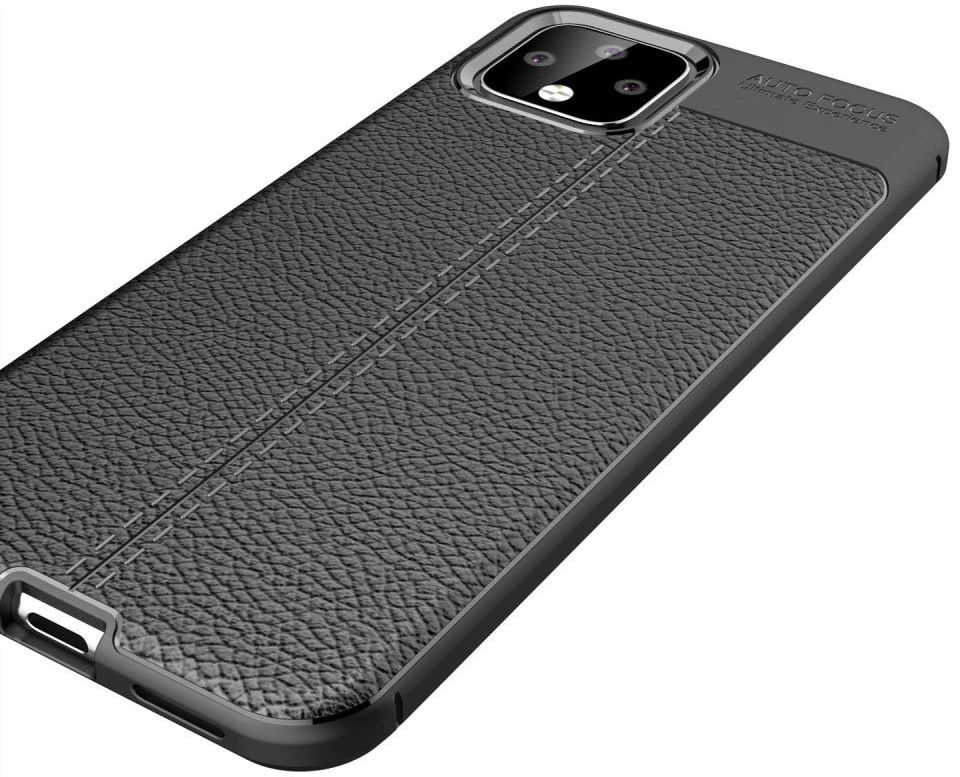 Google Pixel 4 Hoesje met Lederen Coating Zwart afbeelding 4