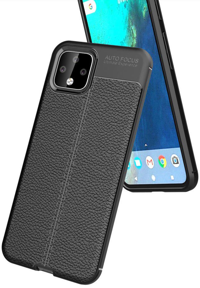 Google Pixel 4 Hoesje met Lederen Coating Zwart afbeelding 6