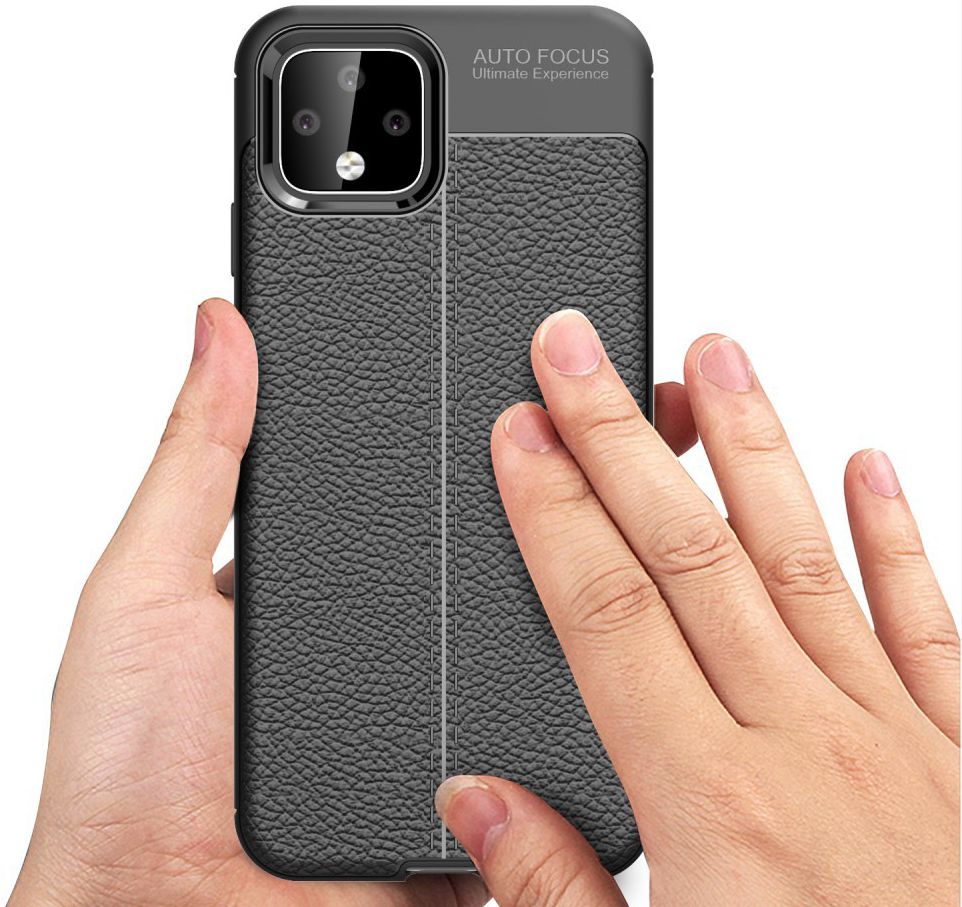 Google Pixel 4 Hoesje met Lederen Coating Zwart afbeelding 7