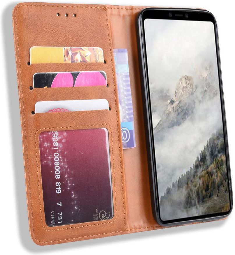 Google Pixel 4 XL Hoesje Retro Wallet Book Case Kunst Leer Bruin afbeelding 1
