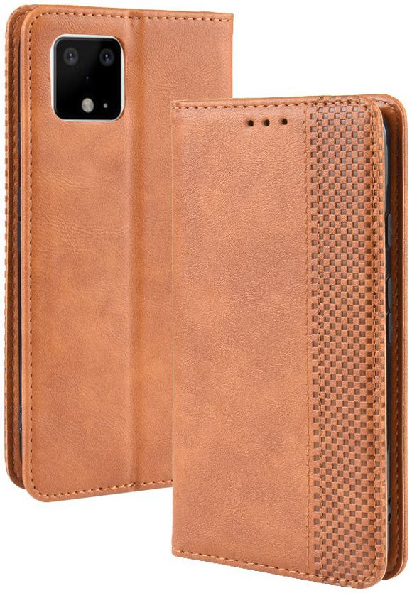 Google Pixel 4 XL Hoesje Retro Wallet Book Case Kunst Leer Bruin afbeelding 2