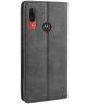 Motorola Moto E6S / E6 Plus Vintage Portemonnee Hoesje Zwart