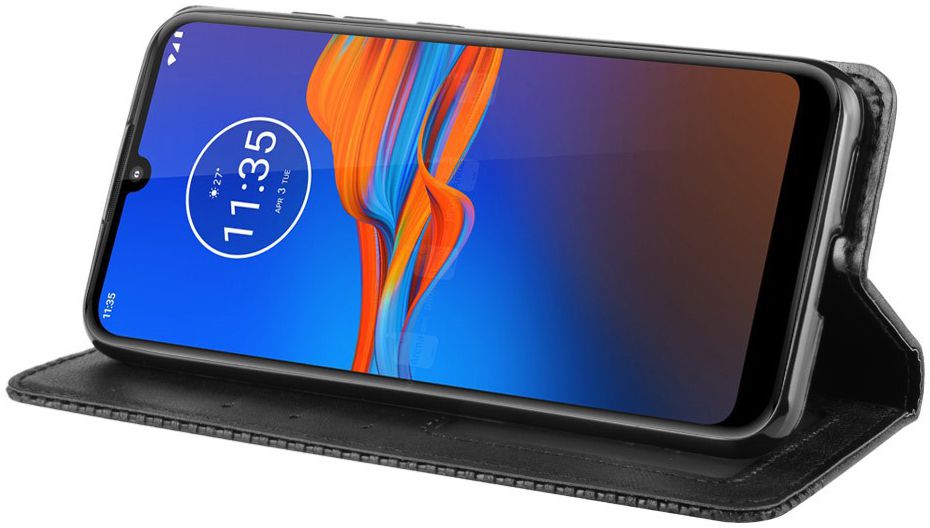Motorola Moto E6S / E6 Plus Vintage Portemonnee Hoesje Zwart afbeelding 3