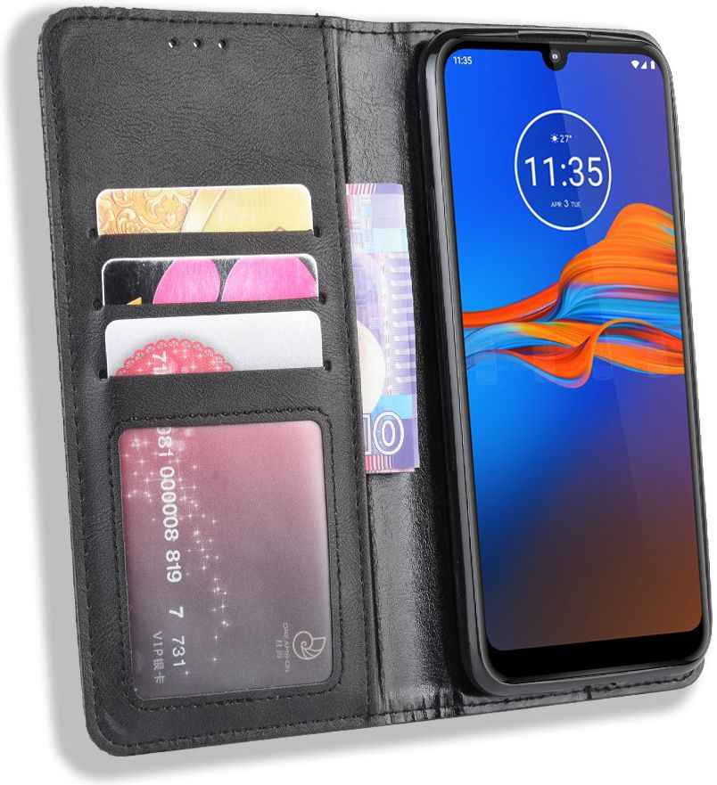 Motorola Moto E6s / E6 Plus Vintage Portemonnee Hoesje Blauw afbeelding 1