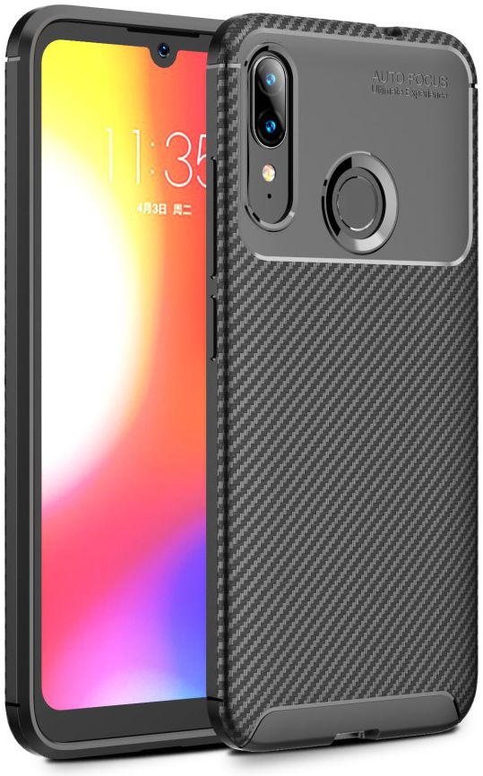 Motorola Moto E6s / E6 Plus Siliconen Carbon Hoesje Zwart afbeelding 1