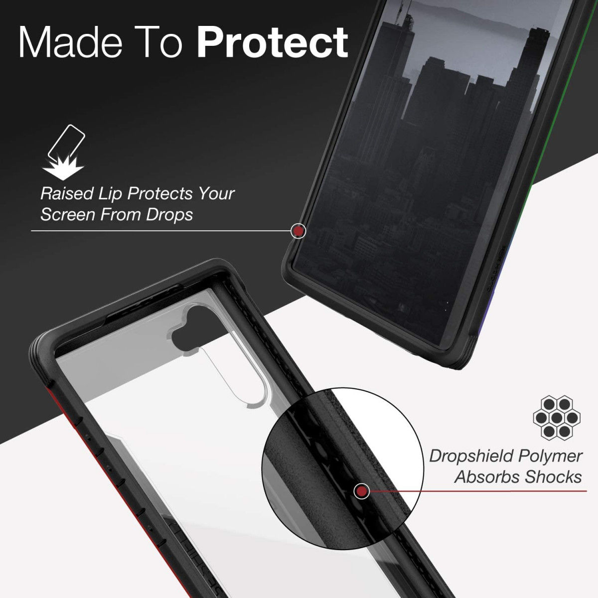 Raptic Shield Samsung Galaxy Note 10 Hoesje Transparant/Iridescent afbeelding 8