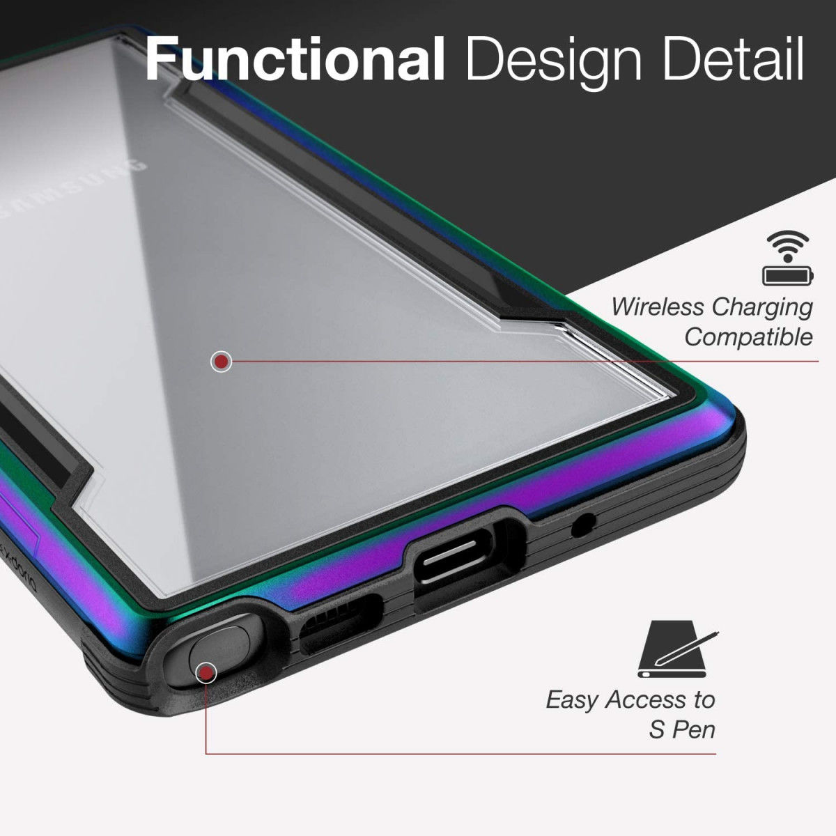 Raptic Shield Samsung Galaxy Note 10 Hoesje Transparant/Iridescent afbeelding 9