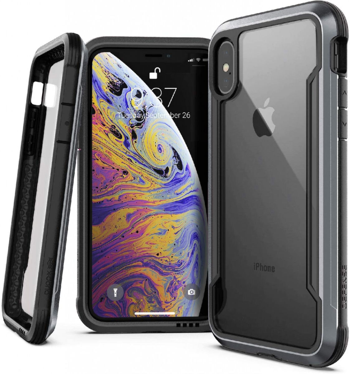 Raptic Shield Apple iPhone XS / X Hoesje Transparant/Zwart afbeelding 1