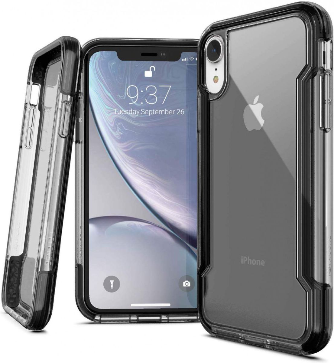 Raptic Clear Apple iPhone XR hoesje transparant zwart afbeelding 1