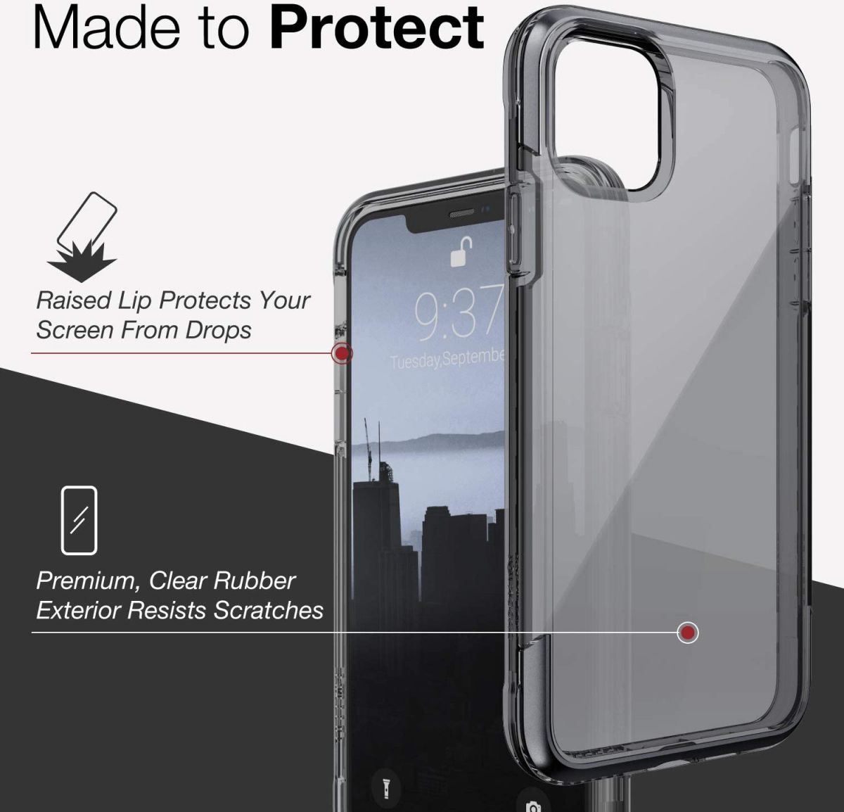 Raptic Air Apple iPhone 11 Pro Max Hoesje Transparant/Zwart afbeelding 10