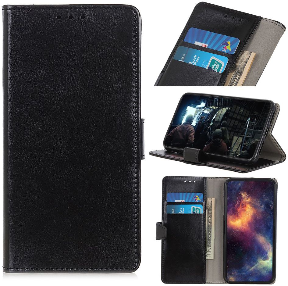Sony Xperia 5 Litchi Skin Portemonnee Hoesje Zwart afbeelding 1